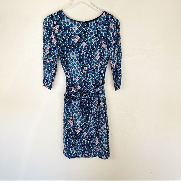 Boden Blue Midi Geometric Sheath Dress Size 4L - Picture 1 of 8